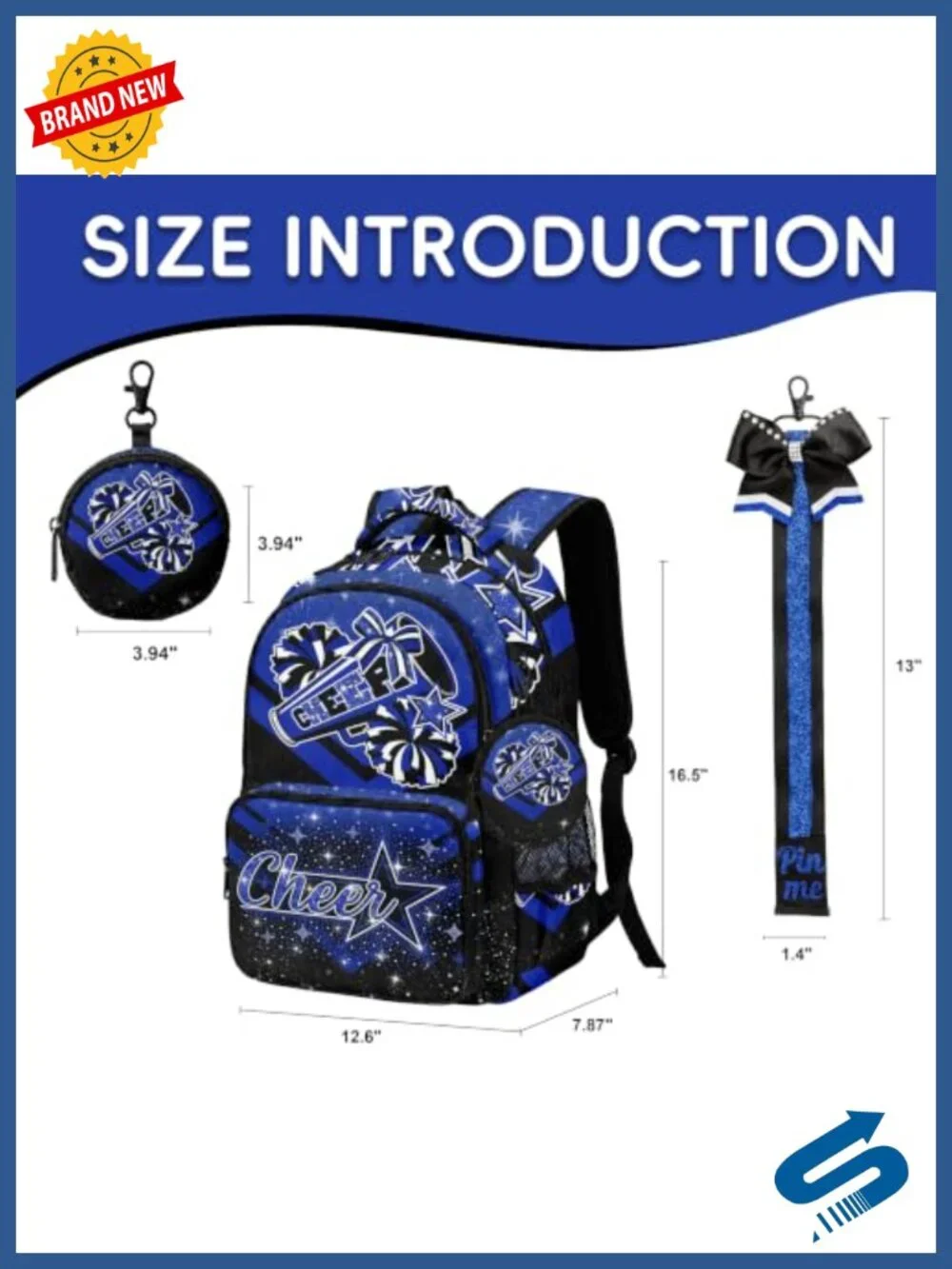 Cheer Backpack for Women, Cheerleading Backpack with Coin Purse, Water